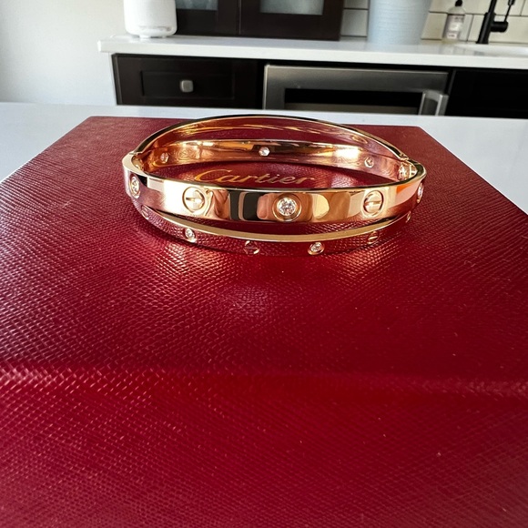 Cartier Love Double Bracelet with Diamonds - Picture 2 of 9